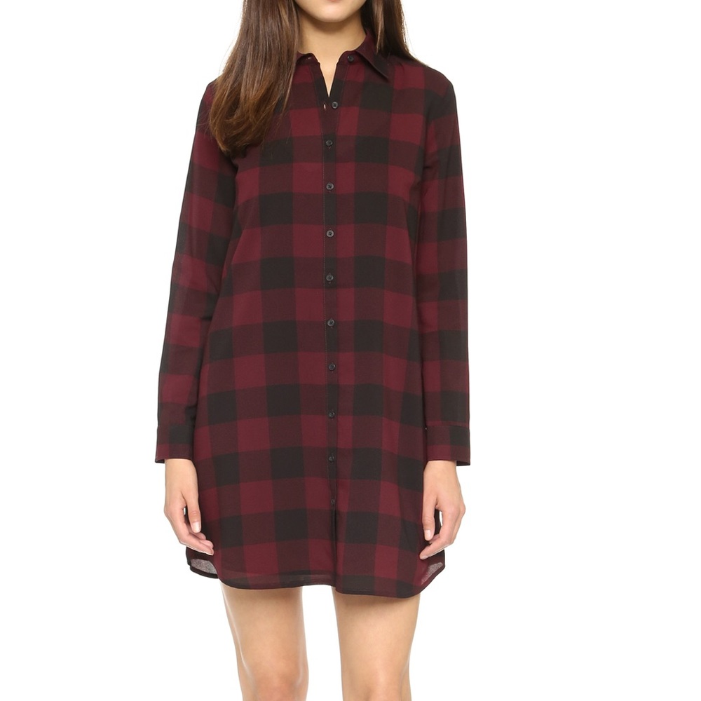 BB Dakota Buffalo Plaid Button Down Shirt Dress S